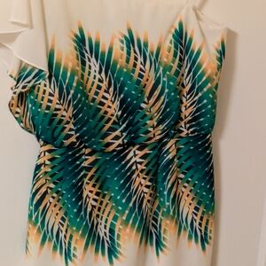 Calvin Klein Asymmetrical Leaf Print Dress - Size 4